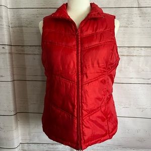 Red puffer vest